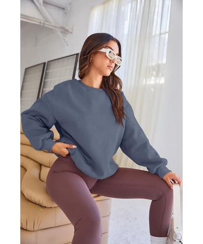 Womens Sweatshirts Long Sleeve Crew Neck Pullover Sweatshirt Casual Outfits 2023 Fall Clothes Greyblue $19.00 Hoodies & Sweat...