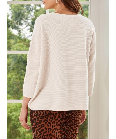 Women's Crewneck Oversized Sweaters Fashion 2023 Fall Long Batwing Sleeve Tunic Pullover Sweater Knit Tops Beige $17.22 Sweaters