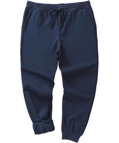 Women's Plus Size Fleece Pants Sweatpants for Winter Navy $20.64 Activewear