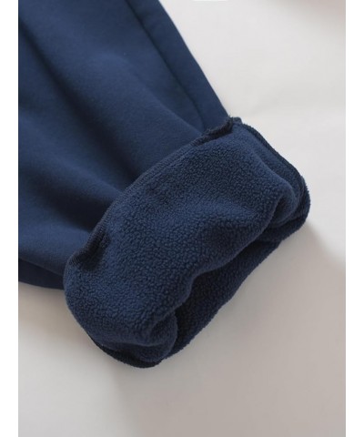 Women's Plus Size Fleece Pants Sweatpants for Winter Navy $20.64 Activewear