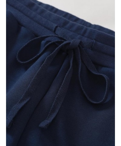 Women's Plus Size Fleece Pants Sweatpants for Winter Navy $20.64 Activewear