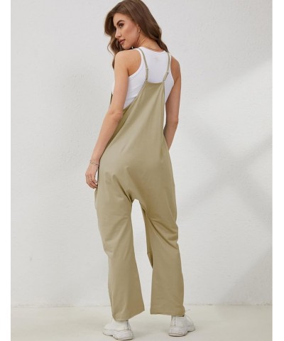 Casual Jumpsuit for Women Sleeveless Summer Loose Stretchy Maternity Onesie Overalls Rompers 2024 Darkkhaki $11.49 Overalls