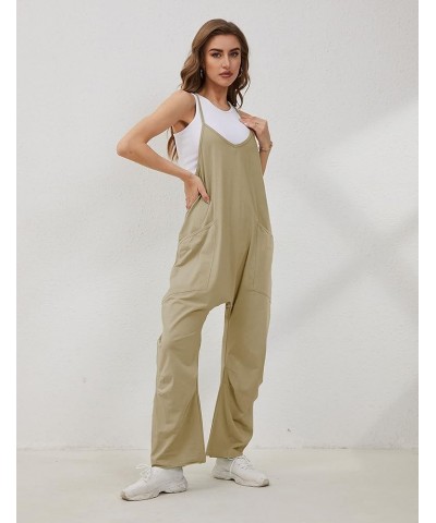 Casual Jumpsuit for Women Sleeveless Summer Loose Stretchy Maternity Onesie Overalls Rompers 2024 Darkkhaki $11.49 Overalls