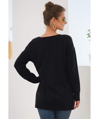 Women's Casual Lightweight V Neck Batwing Sleeve Knit Top Loose Pullover Sweater 3-black $16.81 Sweaters