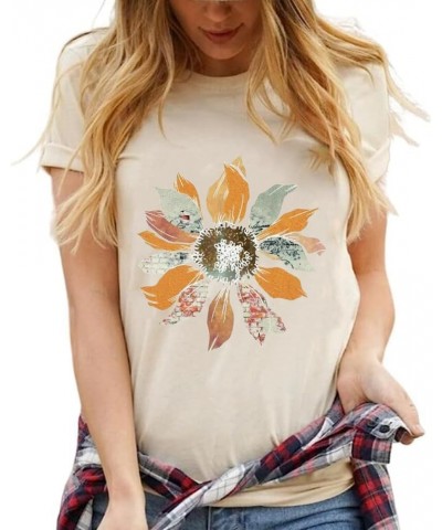 Women Boho Wildflowers Cottagecore Shirt Vintage Butterfly Floral Botanical Graphic Tees Garden Lover Tops Sand $13.10 T-Shirts