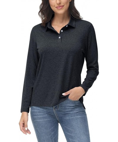 Women's Polo Shirt Long Sleeve Quick Dry UPF 50+ Sun Protection Shirts for Golf Athletic Hiking Running Work Black $14.49 Shirts