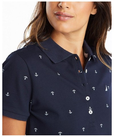 Women's Stretch Cotton Polo Shirt Navy $15.39 Shirts