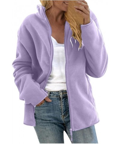 Women's Fleece Jackets & Coats Fuzzy Coats for Women Women's Coat Casual Lapel Fleece Fuzzy Faux Shearling Zipper Coats Purpl...