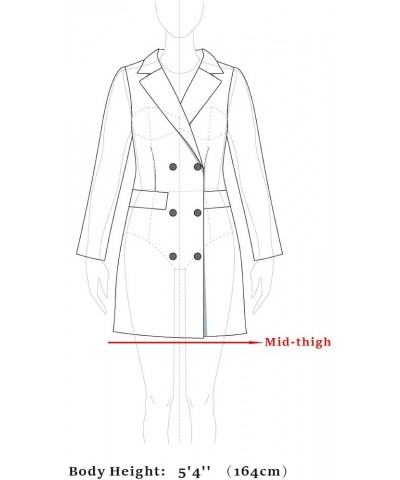 Women's Notch Lapel Double Breasted Belted Mid Long Outwear Winter Coat Grey $36.90 Coats