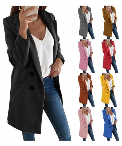 Women's Stylish Mid Length Artificial Wool Blend Trench Dressy Office Thick Warm Button Up Winter Jackets with Pockets XL Sky...