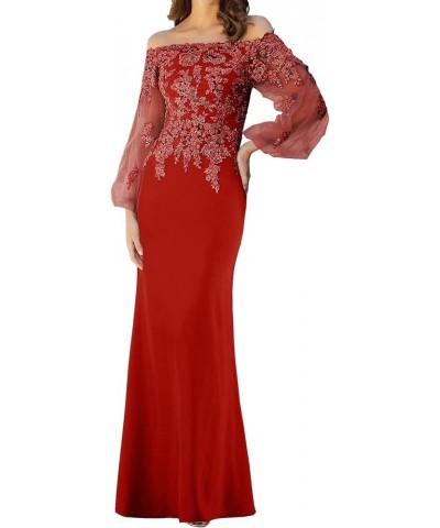 Mother of The Bride Dresses with Sleeves Formal Evening Gowns Lace Appliques Long Wedding Party Prom Dress Red $33.60 Dresses