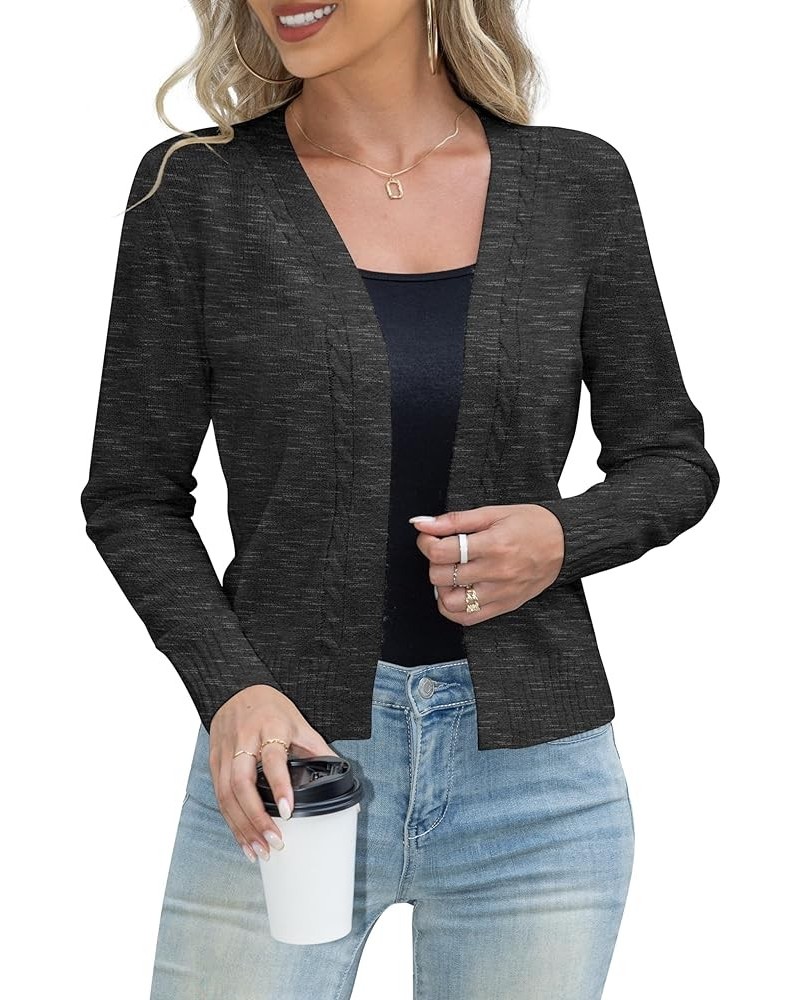 Women Cardigans Sweaters for Women Open Front Long Knitted with Pockets Charcoal Black $17.84 Sweaters