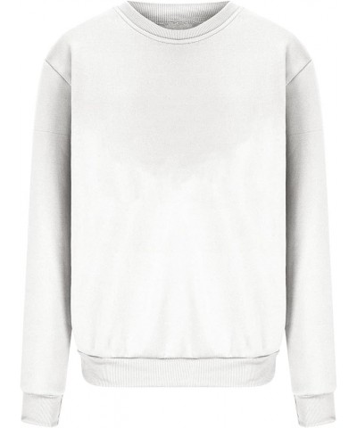 Women's Oversized Long Sleeve Sweatshirts Simple Solid Color Pullover Tops Crew Neck Fashion Sweatshirt 04 White $9.84 Hoodie...