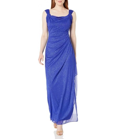 Women's Long Cold Shoulder Dress (Petite and Regular Sizes) Royal Glitter $42.47 Dresses