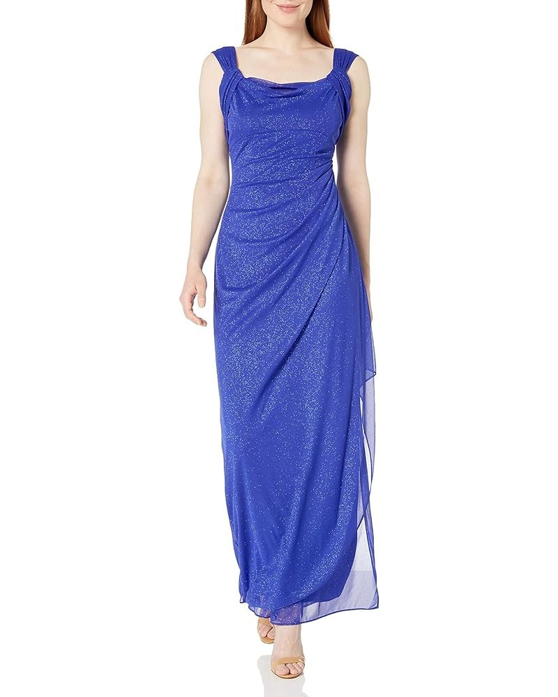 Women's Long Cold Shoulder Dress (Petite and Regular Sizes) Royal Glitter $42.47 Dresses