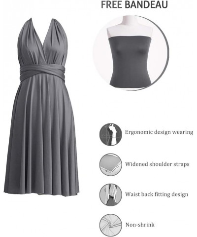 Knee Length Short Infinity Dresses for Bridesmaids Convertible Dresses Transformer Multiway Twist Wrap Midi Dresses Charcoal ...