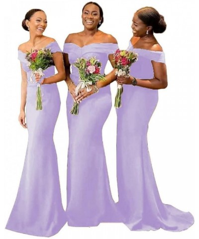 Mermaid Bridesmaids Dress for Wedding Off Shoulder Woman Bridesmaid Dresses Long Lilac $45.00 Dresses