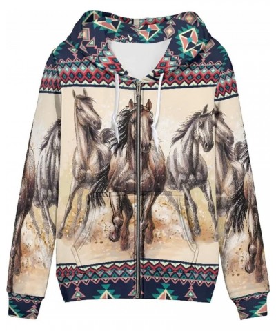 Zip Up Hoodie Women Oversized Y2K Fall Jacket Streetwear Sweatshirts XS-5XL 0 Tribal Horse $20.94 Hoodies & Sweatshirts