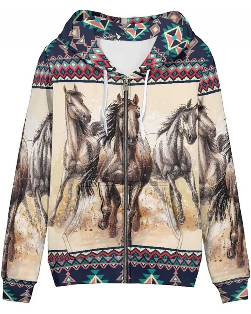 Zip Up Hoodie Women Oversized Y2K Fall Jacket Streetwear Sweatshirts XS-5XL 0 Tribal Horse $20.94 Hoodies & Sweatshirts