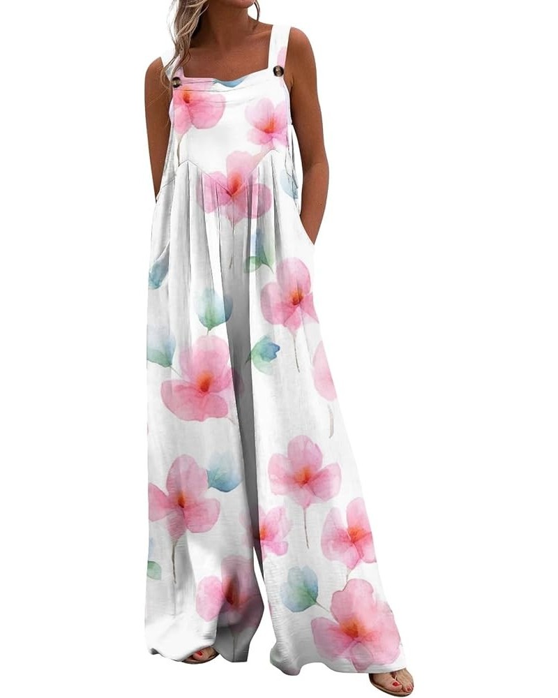 Women's Printed Jumpsuit with Pockets Jumpsuit One-piece Segmented Shoulder Strap 2024 Fashion Jumpsuit 01-light Pink $10.58 ...