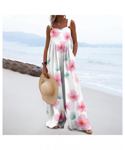 Women's Printed Jumpsuit with Pockets Jumpsuit One-piece Segmented Shoulder Strap 2024 Fashion Jumpsuit 01-light Pink $10.58 ...