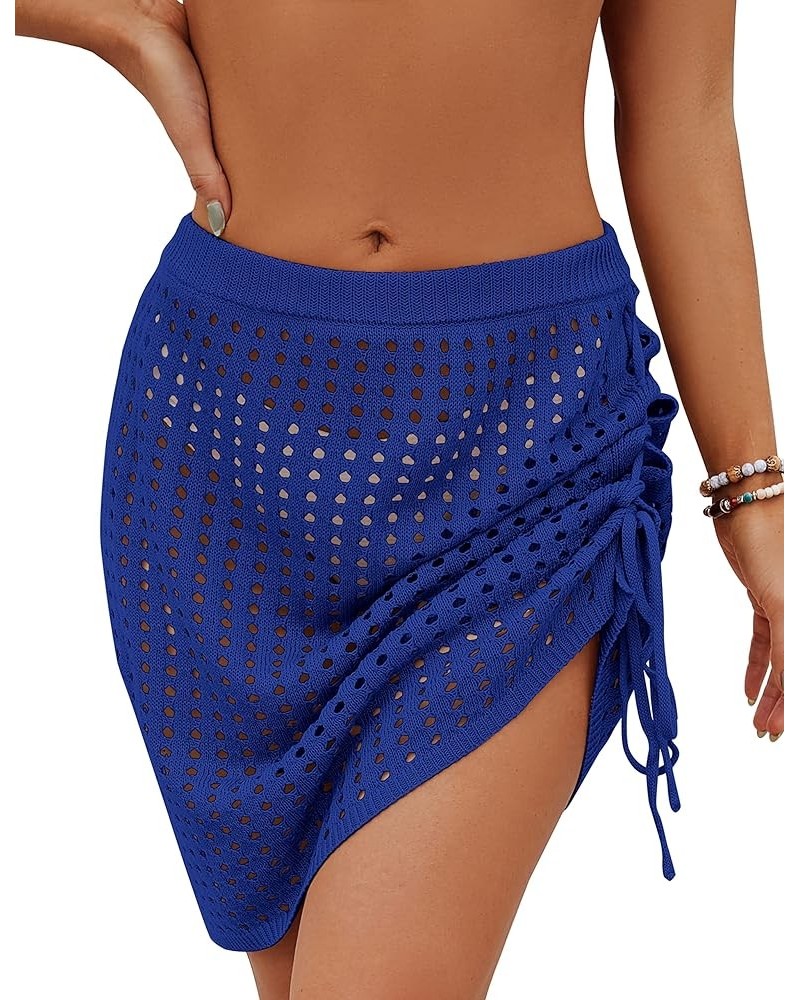 Women's Crochet Skirt Cover Ups Bathing Suit Beach Swim Hollow Out Tassel Mesh Coverup Royal $12.71 Swimsuits