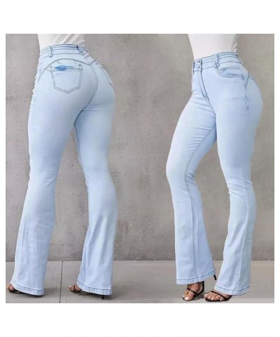 Akapi Jeans Mujer, High Waisted Hip Lift Flare Jeans Womens Casual Stretch Wide Leg Bootcut Jeans Light Blue $19.58 Jeans