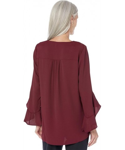 Women's Flutter Sleeve V-Neck Tunic Crisp Merlot $38.05 Tops