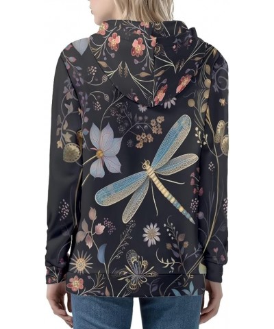 Womens Zip Up Hoodie Oversized Sweatshirt for Women Y2K Hoodies Fall Jackets Dragonfly Boho Floral Black $20.23 Hoodies & Swe...