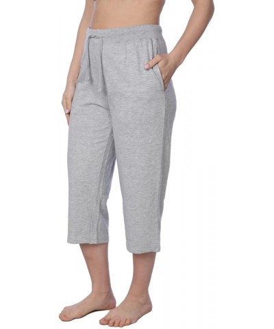 Women's Capri French Terry Pant Available in Plus Size Solid Grey $10.64 Activewear