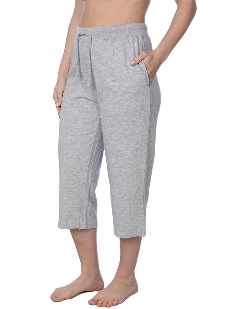 Women's Capri French Terry Pant Available in Plus Size Solid Grey $10.64 Activewear