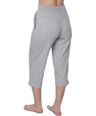 Women's Capri French Terry Pant Available in Plus Size Solid Grey $10.64 Activewear