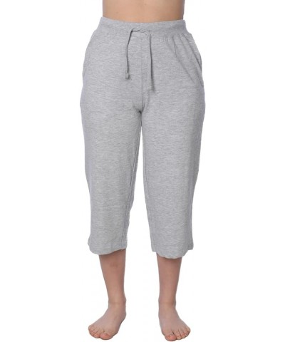 Women's Capri French Terry Pant Available in Plus Size Solid Grey $10.64 Activewear