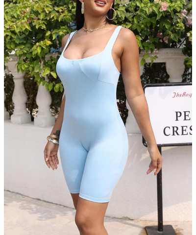 Women's Sexy Sleeveless Jumpsuits Bodycon Camisole Rompers Spaghetti Strap Club Outfits P64-sky Blue $13.29 Jumpsuits