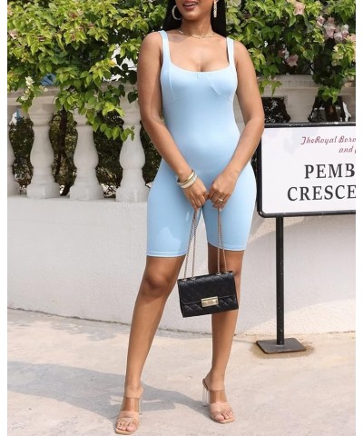 Women's Sexy Sleeveless Jumpsuits Bodycon Camisole Rompers Spaghetti Strap Club Outfits P64-sky Blue $13.29 Jumpsuits