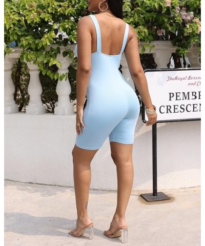 Women's Sexy Sleeveless Jumpsuits Bodycon Camisole Rompers Spaghetti Strap Club Outfits P64-sky Blue $13.29 Jumpsuits