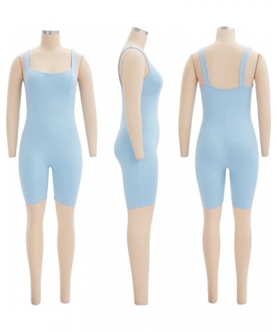 Women's Sexy Sleeveless Jumpsuits Bodycon Camisole Rompers Spaghetti Strap Club Outfits P64-sky Blue $13.29 Jumpsuits