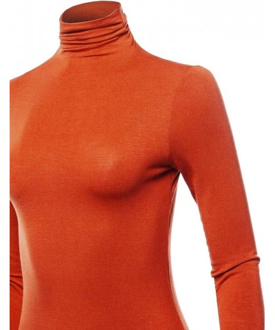 Women's Slim Lightweight Long Sleeve Pullover Turtleneck Shirt Top with Plus Size Stt023_rust $10.43 Others