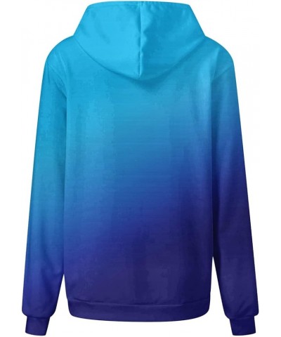 Hoodies for Women Drawstring Pullover with Pocket Gradient Print Oversized Sweatshirt Casual Crewneck Hooded Tops 04 Blue $7....