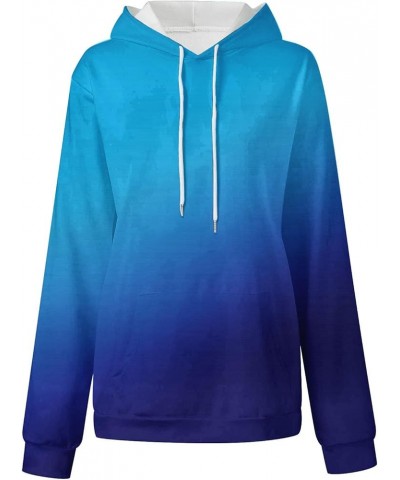 Hoodies for Women Drawstring Pullover with Pocket Gradient Print Oversized Sweatshirt Casual Crewneck Hooded Tops 04 Blue $7....