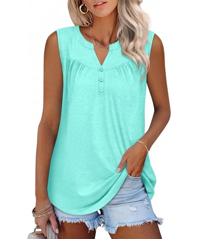 Womens Summer Short Sleeve Shirts V Neck Tops Casual Tunic Floral Ruffle Blouse 2-a-mintblue $12.74 Tops