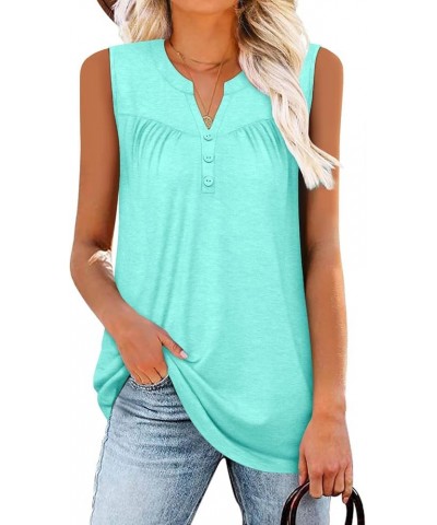 Womens Summer Short Sleeve Shirts V Neck Tops Casual Tunic Floral Ruffle Blouse 2-a-mintblue $12.74 Tops