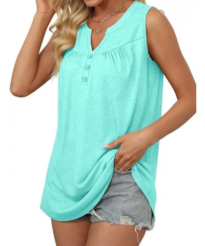 Womens Summer Short Sleeve Shirts V Neck Tops Casual Tunic Floral Ruffle Blouse 2-a-mintblue $12.74 Tops