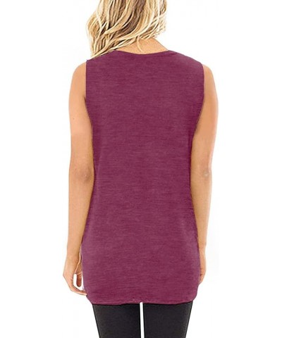 Womens Tank Tops Twist Knot Summer Sleeveless 18-purplered $13.24 Tanks