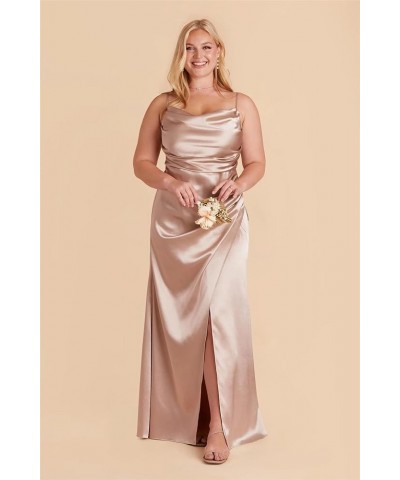 Women's Long Satin Bridesmaid Dresses with Slit Cowl Neck Ruched Mermaid Prom Dress Formal Gown Yellow $30.24 Dresses