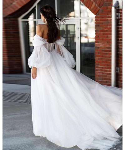 Women's Off-Shoulder Wedding Dresses for Bride 2024 Lace Appliques Long Tulle Bridal Gowns 1ivory $48.30 Dresses