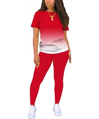 Jogger Sets for Women 2 Piece Summer Casual Sweatsuit Bodycon Long Pants Loungewear Tracksuit 84-red $16.95 Activewear