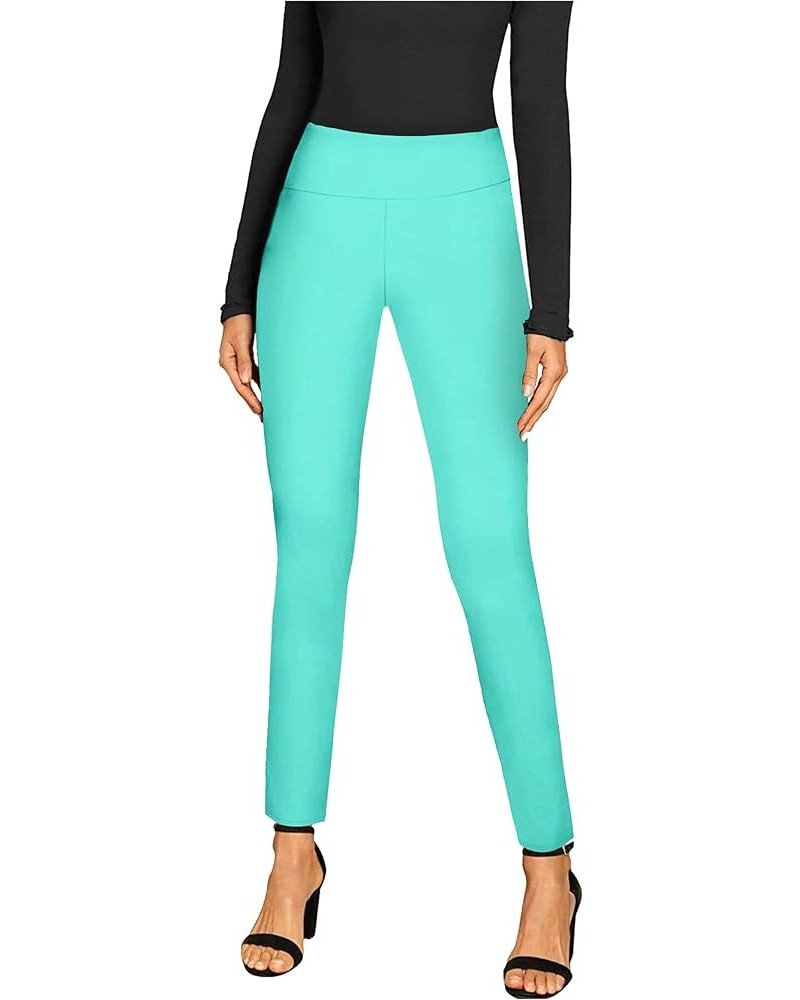 Women Stretch Skinny Dress Pants Nylon Ponte Pull On Office Leggings Trousers 1073t-mint $12.98 Leggings