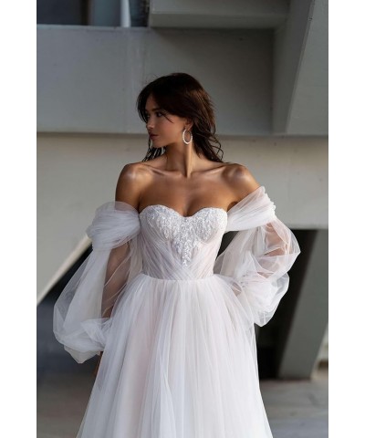 Women's Off-Shoulder Wedding Dresses for Bride 2024 Lace Appliques Long Tulle Bridal Gowns 1ivory $48.30 Dresses