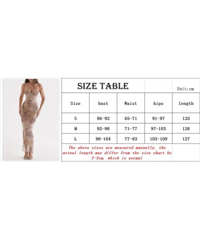 Women Y2k Vintage Spaghetti Strap Maxi Dress Sexy Sleeveless Low Cut Bodycon Long Dress Floral Print Summer Dresses Brown $13...